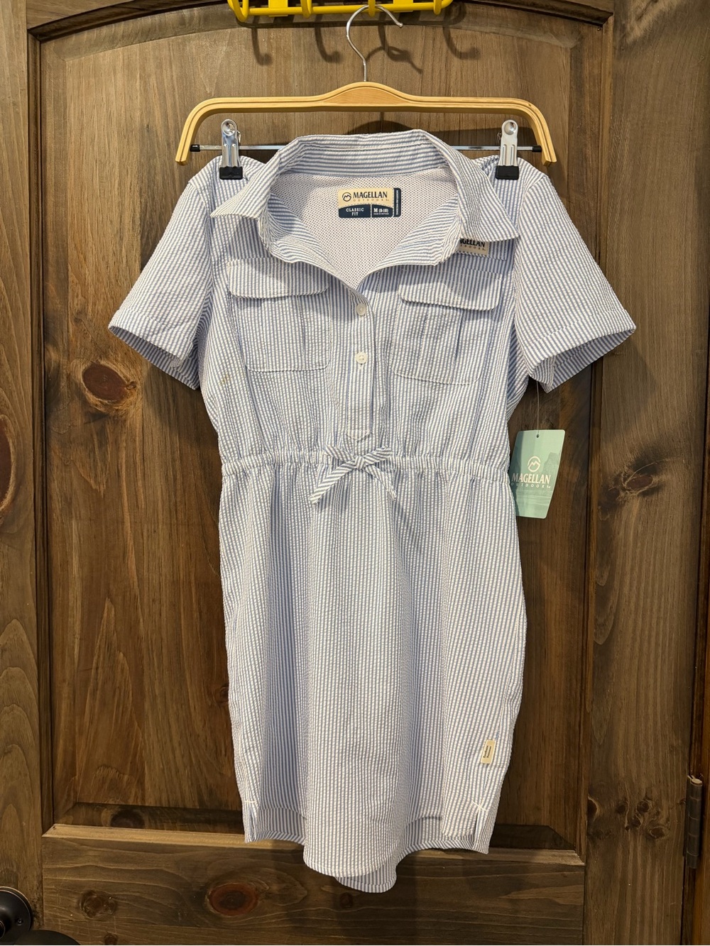 Magellan Outdoors Blue White Striped Casual Shirt Dress